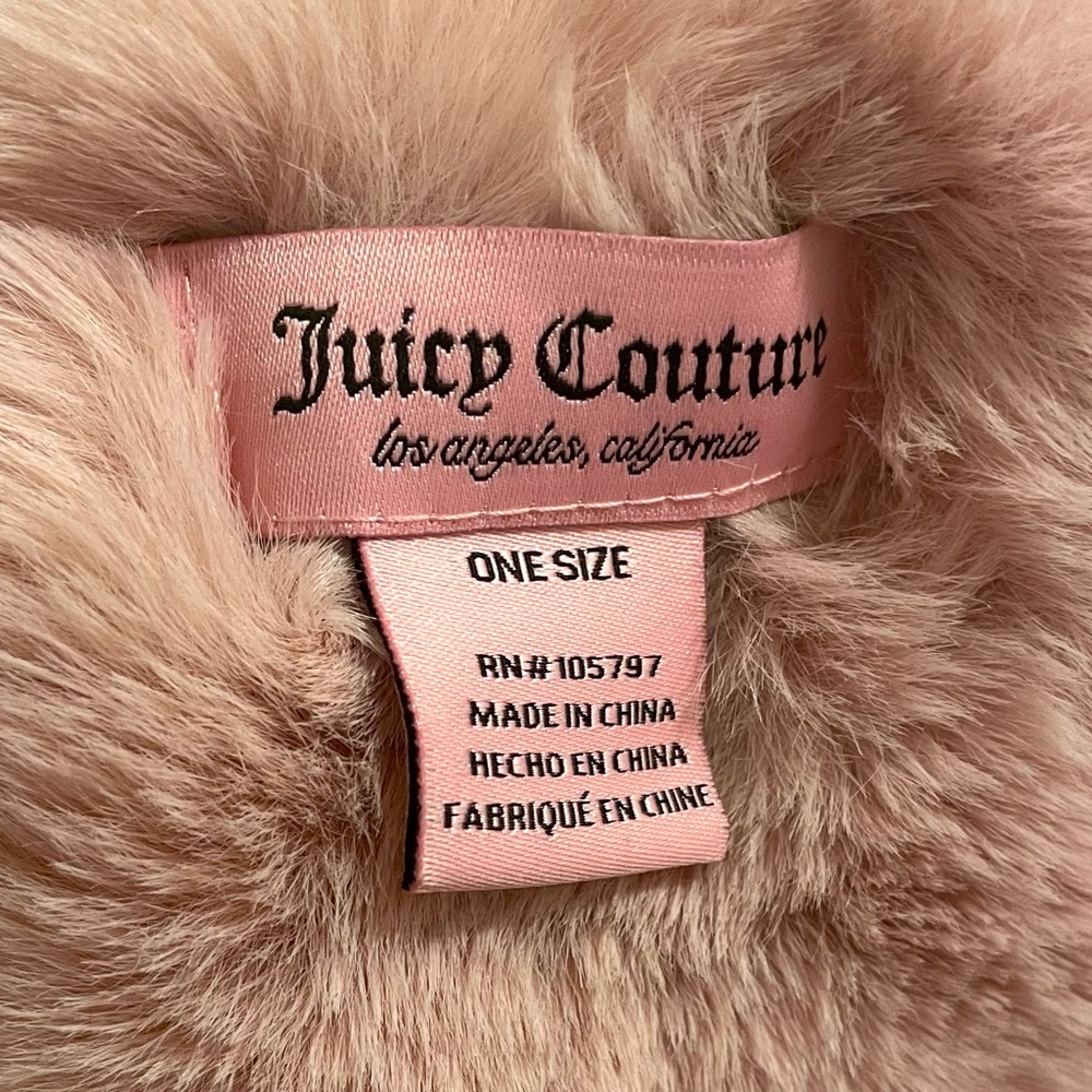 Juicy Couture Pink Sparkle Bling Heart Faux Fur Warm Headband Accessory - Picture 5 of 5